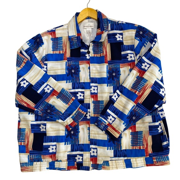 Drapers & Damons Womens 2X Zip Front Jacket  Red White Blue Americana  USA - Picture 5 of 10